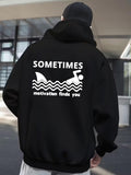 Men's Hoodie Sometimes Motivation Finds You With Shark Fin Swimming Champion Graphic
