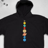 Men's Hoodie Colorful Celestial Bodies Floating In Vertical Solar System Planets Lineup