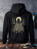 Men's Hoodie Golden Radiance Behind Mythic Figure With Flowing Roots