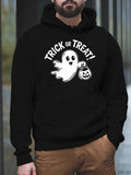 Men's Hoodie Trick Or Treat Friendly Ghost Carrying Pumpkin Lantern