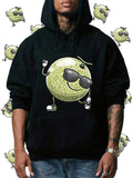 Men's Hoodie Playful Sunglasses Wearing Cartoon Melon Dancing In The Center Melon