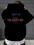Men's Hoodie Best Of The Happy Boy Lettering On Cozy Soft Black Hoodie