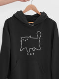 Men's Hoodie Simple Doodle Outline With Minimalist Cat Drawing Cat