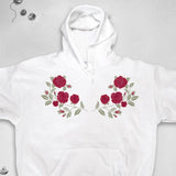 Men's Hoodie Blooming Red Roses With Soft Green Leaves On White Hoodie