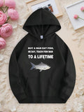 Men's Hoodie Teach Fish Man To A Lifetime Under Silvery Watercolor Fish