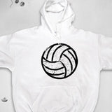 Men's Hoodie Distressed Ink Effect With Graphic Black And White Volleyball