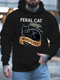 Men's Hoodie Feral Cat Whisperer Resting Black Cat And Green Leaves