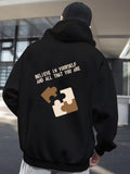 Men's Hoodie Believe In Yourself Motivational Quote With Beige Puzzle Pieces