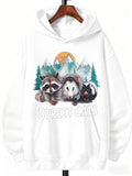 Men's Hoodie Street Cats Mountain Sunset With Forest And Woodland Animals