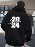 Men's Hoodie Senior Written In White Overlapping Bold Block Number Hoodie