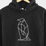 Men's Hoodie Geometric Lines In Minimalist Style Depicting A Calm Penguin Design Penguin
