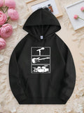 Men's Hoodie Three Panels With Microphone Electric Guitar And Drum Set