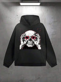 Men's Hoodie Red Eyed Skull With Hands Over Face Skull