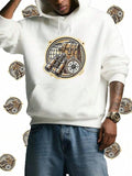 Men's Hoodie Vintage Adventure Gear With Binoculars Compass And Treasure Chest