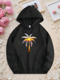 Men's Hoodie Golden Sunlight With Tropical Island Evening Palm Tree