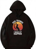 Men's Hoodie Dog Trainer Sunset With Paw Prints Silhouette Of Obedient Sitting Dog