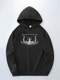 Men's Hoodie Night Reflections With Rippling Water Beneath Curious Alert Black Cat
