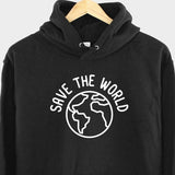 Men's Hoodie Save The World Simple Minimalist Earth Line Art Globe