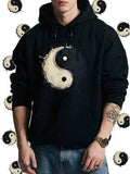 Men's Hoodie Abstract Grunge Ink Wash Surrounding Classic Yin Yang Symbol