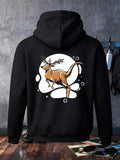 Men's Hoodie Jumping Reindeer With Bubbles Under White Moonlight Deer