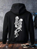 Men's Hoodie Dancing Skeletons Embracing Each Other In Playful Unusual Pose Skeleton