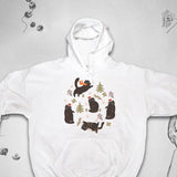 Men's Hoodie Playful Brown Cat With Forest Trees And Relaxing Lazy Mood Cat