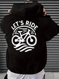 Men's Hoodie Lets Ride Mountain Trails With Waves Bicycle