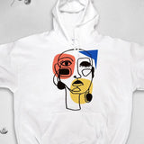 Men's Hoodie Abstract Art With Colorful Shapes And Geometric Lines Portrait Face