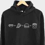 Men's Hoodie Minimalist Food Icons With Pizza Hot Dog Burger And Fries