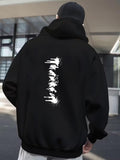 Men's Hoodie Painted Vertical Splatter With Artistic Grunge Contrast On Black Hoodie