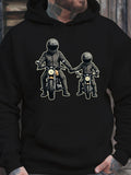 Men's Hoodie Bond Between Riders With Black Helmets And Glowing Headlights Motorcycle