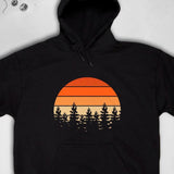 Men's Hoodie Retro Sunset With Pine Tree Silhouettes Against Orange Evening Sky
