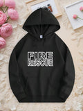 Men's Hoodie Fire Rescue Bold White Text On Black Hooded Sweatshirt