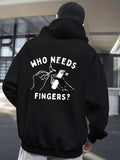 Men's Hoodie Who Needs Fingers Playful Line Art Sketch Hand