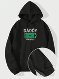 Men's Hoodie Daddy Charging Battery Symbol With Green Power Icon Hoodie