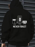Men's Hoodie Never Forget Smiling Cartoon Floppy Disk Cassette And Video Tape