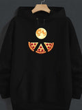 Men's Hoodie Full Moon Glowing Above Cheesy Peppered Slices Of Hot Pizza