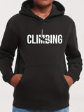Men's Hoodie Climbing Minimalist Rope Access Figure Under White Bold Letters