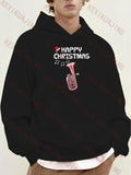 Men's Hoodie Happy Christmas Music Notes And Red Festive Tuba