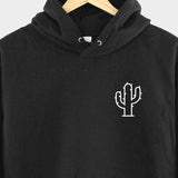 Men's Hoodie Outlined Minimalist Desert Cactus On Black Hoodie
