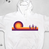 Men's Hoodie Colorful Sunset With Gradients Desert Cacti On Peaceful Horizon Sun