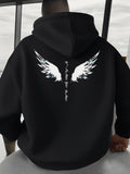 Men's Hoodie White Feathered Wings With Black Minimalist Design Angel