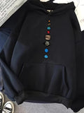 Men's Hoodie Astronomical Planets Aligned Under Solar System Orbits With Circular Symbols Hoodie