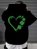 Men's Hoodie Shimmering Clover Heart With Sprouting Green Leaves Symbolizing Good Luck