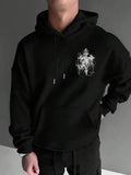 Men's Hoodie Abstract White Scribble Lines On Black Hoodie
