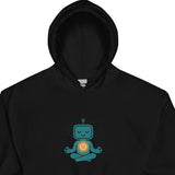 Men's Hoodie Peaceful Meditation Surrounded By Golden Aura Happy Robot