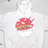 Men's Hoodie Whimsical Sunrise With Soft Clouds Above Ramen Noodle Bowl