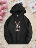 Men's Hoodie Whimsical Blossom Among Soft Petals With Peaceful Grazing Donkey