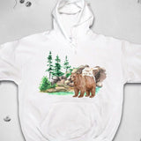 Men's Hoodie Lush Green Pines And Rocky Cliffs With Majestic Brown Bear