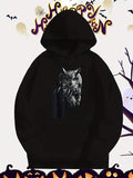 Men's Hoodie Nocturnal Shadows With Luminous Feathers Under Moonlit Sky Owl